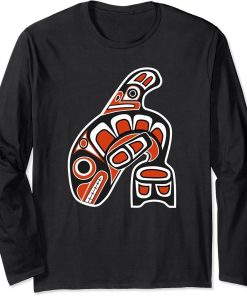 Orca Whale Indian Totem Tribal Haida Style Art Long Sleeve T-Shirt