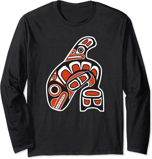 Orca Whale Indian Totem Tribal Haida Style Art Long Sleeve T-Shirt