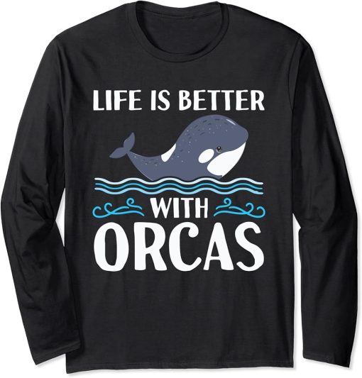 Funny Orca Lover Graphic for Women Men Kids Orca Lover Long Sleeve T-Shirt