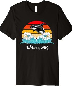 Vintage Willow AK Distressed Orca Killer Whale Art Premium T-Shirt