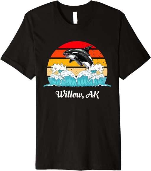 Vintage Willow AK Distressed Orca Killer Whale Art Premium T-Shirt